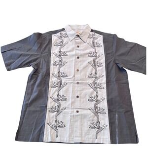 Caribbean | Hawaiian Shirt | Men's Large | Short Sleeve Button up | Brown Cream